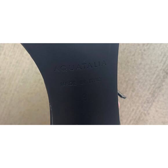 NEW AQUATALIA HEELS 9 BLACK LEATHER CROC MARY JANE FESTIVE HOLIDAYS QUIET LUXURY - Picture 15 of 16